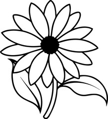Black eyed susan flower black outline vector and illustration, coloring book page
