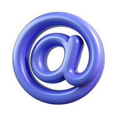 3d rendered glossy purple at symbol isolated on transparent background