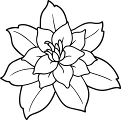 Fototapeta premium Azalea flower black outline vector and illustration, coloring book page 