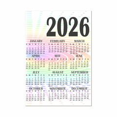 calendar for 2026. vertical calendar sheet.