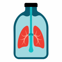 Lungs inside a bottle vector art illustration
