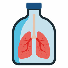 Lungs inside a bottle vector art illustration