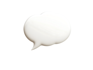 Empty smooth white speech bubble icon for communication and dialogue design, messaging element, isolated on transparent background