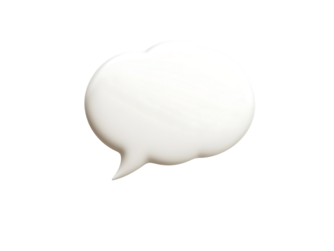 Empty smooth white speech bubble icon for communication and dialogue design, messaging element, isolated on transparent background