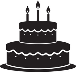 Celebration Cake Silhouette in Black | Party Dessert Icon Illustration Vector Format