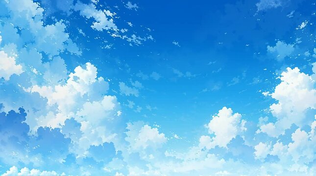 イラストの雲が流れる
