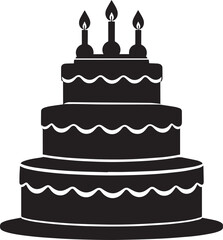 Celebration Cake Silhouette in Black | Party Dessert Icon Illustration Vector Format