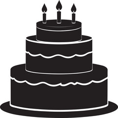 Celebration Cake Silhouette in Black | Party Dessert Icon Illustration Vector Format