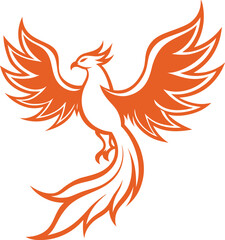 Phoenix Silhouette Line Art Vector Illustration On White Background