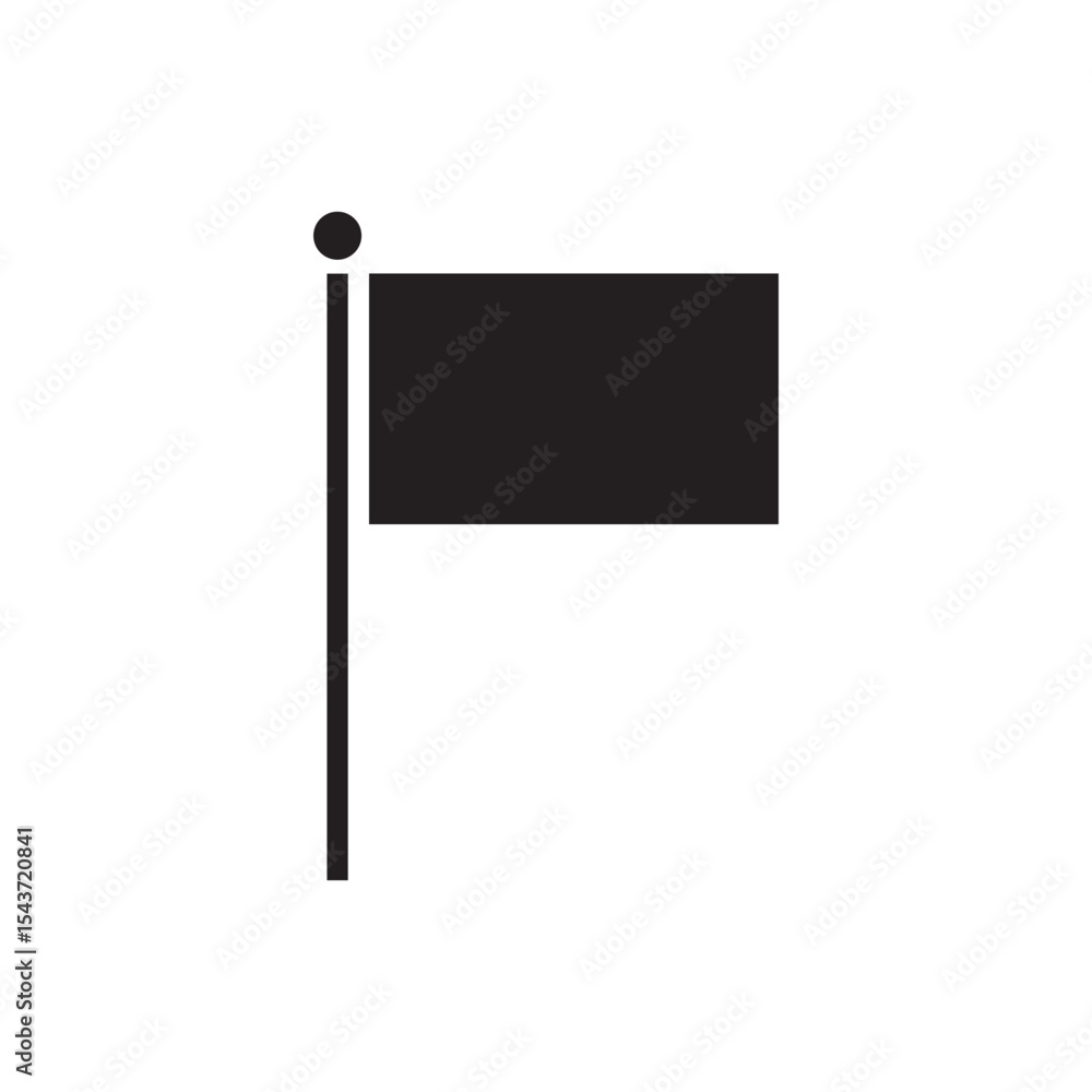 Poster simple black flag icon centered on a white background, perfect for graphic design projects or user i