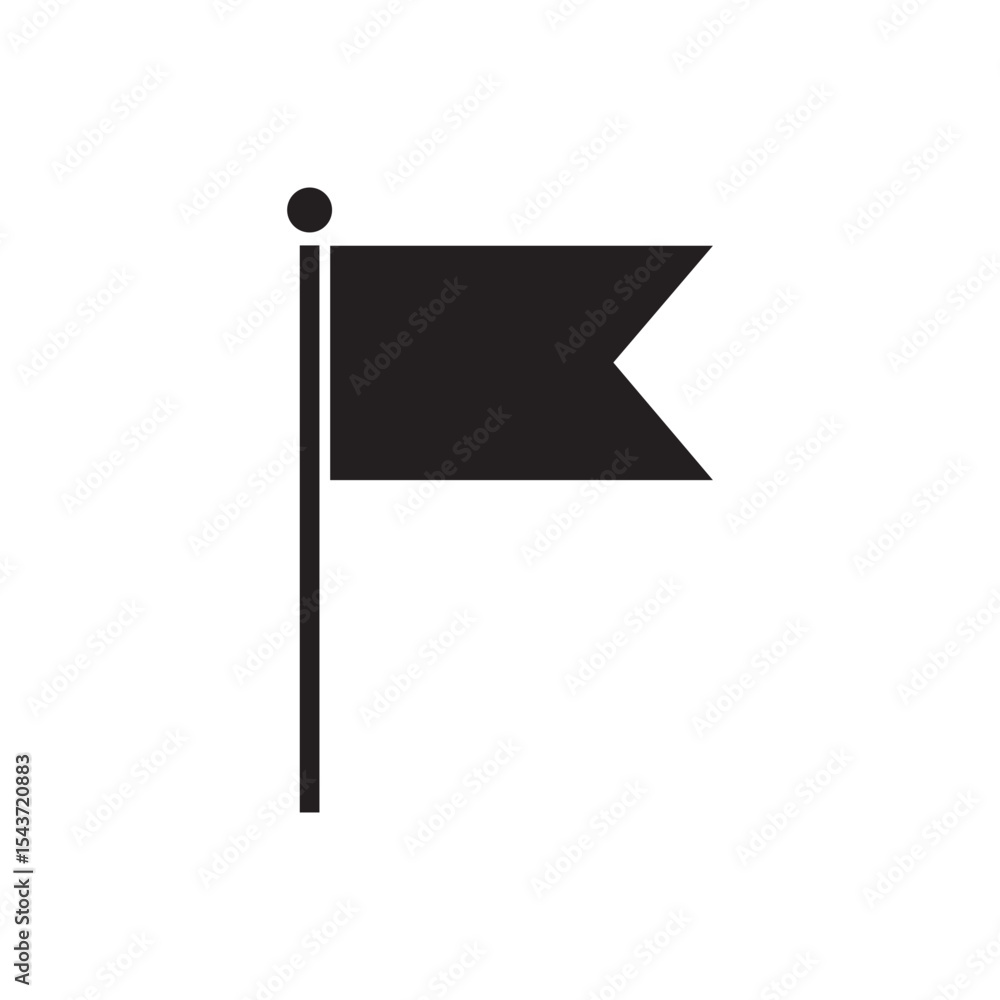 Poster simple black flag icon centered on a white background, perfect for graphic design projects or user i