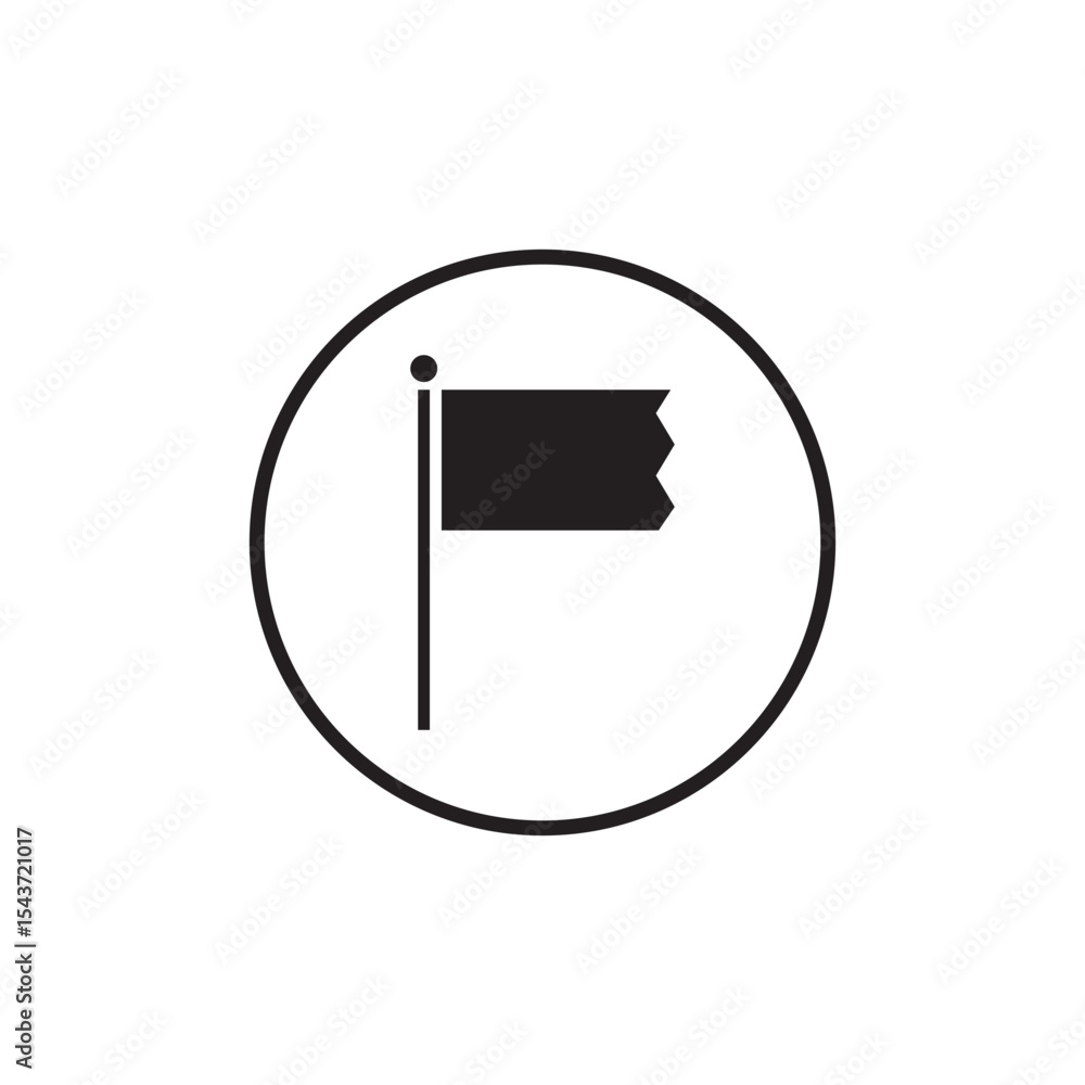 Poster simple black flag icon centered on a white background, perfect for graphic design projects or user i