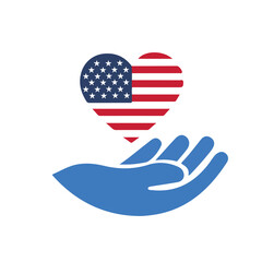 American flag in heart shape vector illustration

