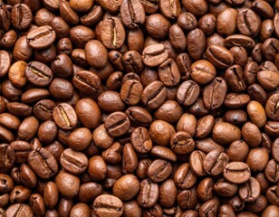 Naklejka premium coffee beans and a spoon of roasted arabica