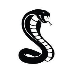 Black Cobra Silhouette Striking Pose Vector Illustration  Graphic Design Element Tattoo Design Snake Image