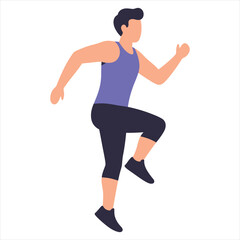 Man Running with High Knees Vector - Male Athlete Performing Cardio Exercise for Warm-Up, Agility, and Fitness Training