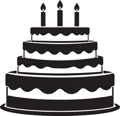 Celebration Cake Silhouette in Black | Party Dessert Icon Illustration Vector Format