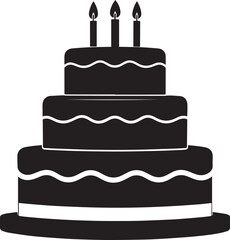 Celebration Cake Silhouette in Black | Party Dessert Icon Illustration Vector Format
