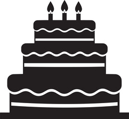 Celebration Cake Silhouette in Black | Party Dessert Icon Illustration Vector Format