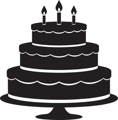 Celebration Cake Silhouette in Black | Party Dessert Icon Illustration Vector Format