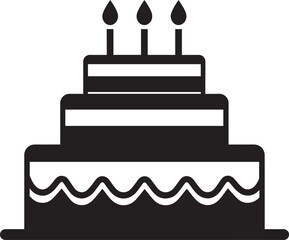 Celebration Cake Silhouette in Black | Party Dessert Icon Illustration Vector Format