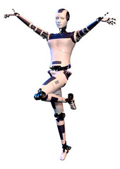 3D Rendering Female Robot on White