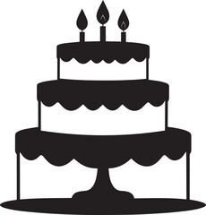 Celebration Cake Silhouette in Black | Party Dessert Icon Illustration Vector Format
