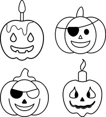 Tall and Short Pumpkins Fall Harvest Doodle Line Art Clipart Set 28