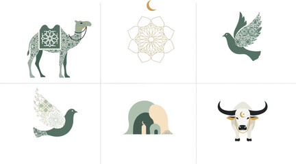 set of islamic 1 muharram symbol 