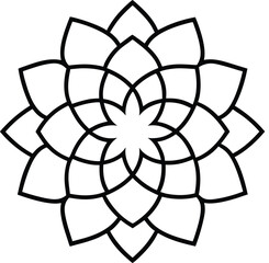 Dahlia flower geometric black line drawing vector illustration