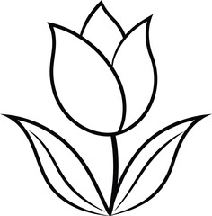 Decorative tulip flower black line drawing vector illustration