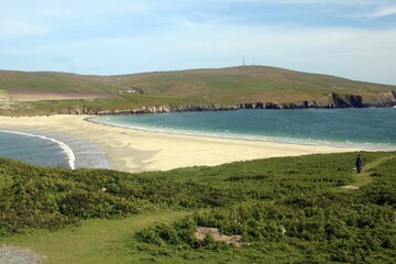 The tombolo linking St Ninian's Isle to the mainland of Shetland.