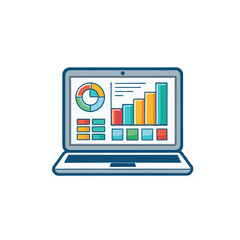 Laptop with Business Analytics Dashboard – Data Reporting Vector


