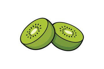 hand drawn kiwi slices doodle style illustration.