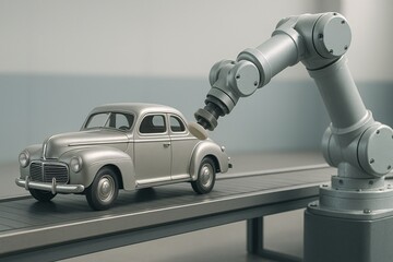 A classic vehicle showcasing modern technology merges elegance with innovation in the automotive industry.