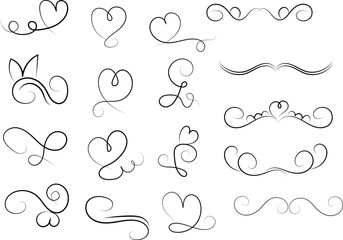 Elegant Swirls and Hearts Vector Design Elements for Valentine s Day