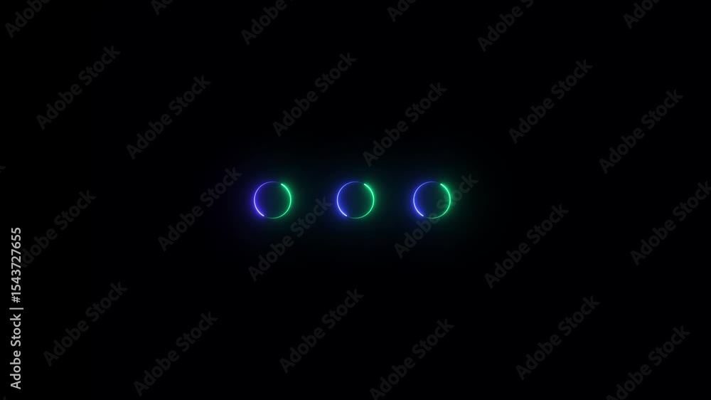Poster animated word of loading with dots. jumping colorful letters. wavy animation. neon glowing title. wa