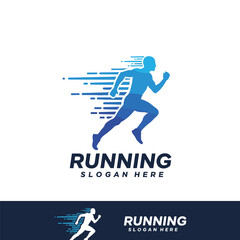 Running man logo design template vector illustration
