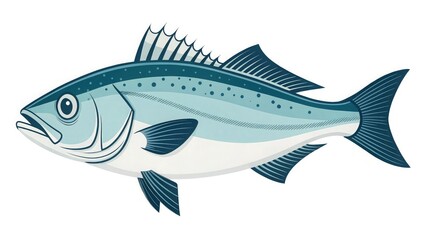 Obraz premium Illustration of a bluefish sea fish