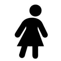 Simple Black Woman Silhouette Icon, Vector Illustration