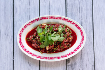 Spicy Minced Pork Salad.Thai Food.