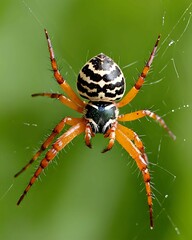 Fototapeta premium Nature’s Architect: The Striking Pattern of an Orb-Weaver Spider