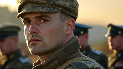 A focused soldier in uniform, capturing the essence of military pride.