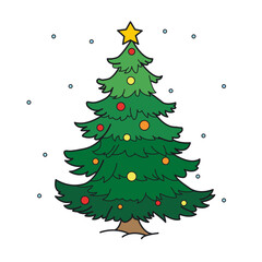 Vector illustration of christmas tree. Holiday winter Christmas symbols