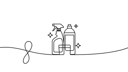Cleaning supplies line art illustration