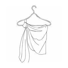 Black Line Art Scarf Hanging on Wooden Hanger clothing