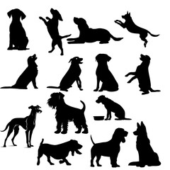 Dog Silhouette Vector Set – Black Canine Outline Illustrations Collection