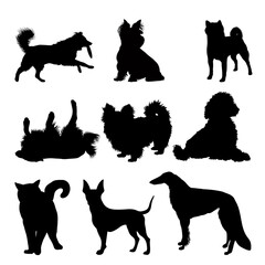 Dog Silhouette Vector Set – Black Canine Outline Illustrations Collection