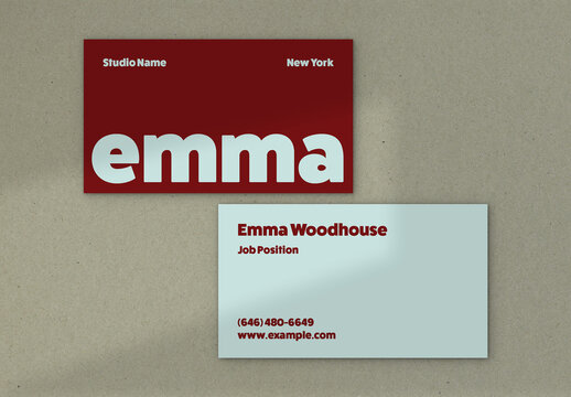 Bold Business Card Layout with Red and Blue Accents