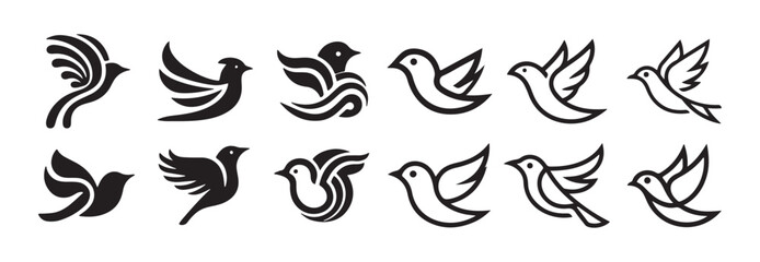 Fototapeta premium Bird silhouette vector collection. Bird icon. Vector illustration eps 10